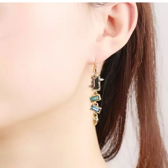 Alexis Bittar Molten Metal Multi Gemstone Malachite Dangling Earrings - Picture 9 of 15